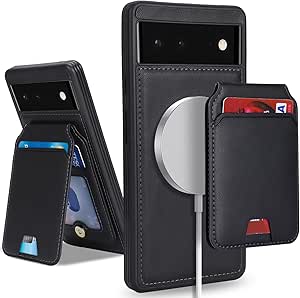 for Google Pixel 6 case with Credit Card Holder, fits Google Pixel 6 Phone Leather Case Wallet for Women Compatible Wallet Detachable 2-in-1 for Men-Black