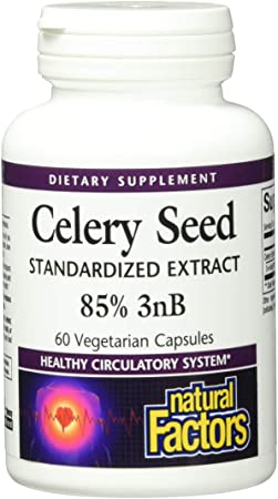 Celery Seed Extract by Natural Factors, Herbal Supplement for a Healthy Circulatory System, 60 Capsules