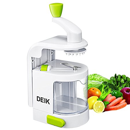 Deik Vegetable Slicer, Spiral Slicer, Vertical Spiralizer with Adjustable Cuts of 4, Vegetable Pasta Maker and Mandoline Slicer for Low Carb/Paleo/Gluten, Free Meals