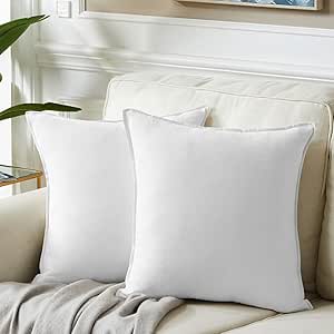 Fancy Homi 2 Packs Pure White Decorative Throw Pillow Covers 20x20 inch, Super Soft Faux Suede Decor Square Pillow Covers, Solid Cushion Cover for Couch Living Room Sofa Bedroom 50x50 cm