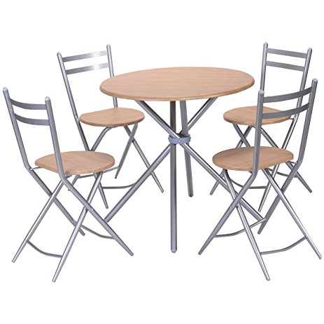 Giantex 5 PCS Folding Round Table Chairs Set Furniture Kitchen Living Room New