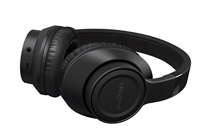 Creative Outlier Black Wireless Bluetooth Over-ear Headphones, 13-Hour Playtime, High-Performance, Comfortable and Foldable Lightweight with Built-in Microphone and Music Control (Black)