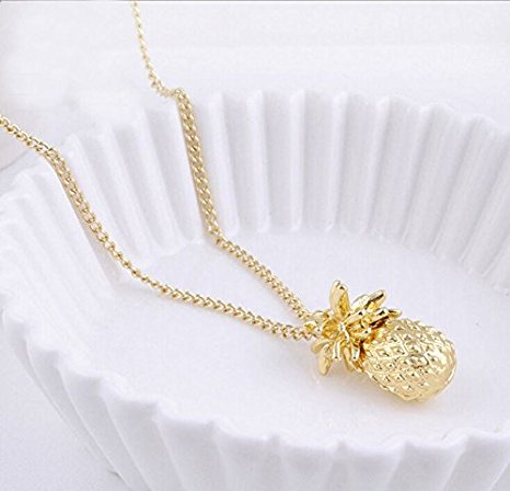 Elegant New Fashion Women 3D Fruit Pineapple Pendant Alloy Chain Choker Necklace Jewelry