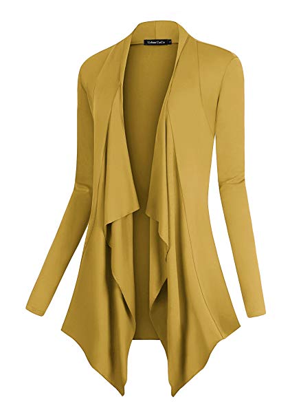 Urban CoCo Women's Drape Front Open Cardigan Long Sleeve Irregular Hem