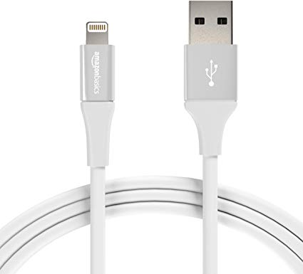 (12-Pack) AmazonBasics USB A Cable with Lightning Connector, Premium Collection - 6 Feet (1.8 Meters) - 12-Pack - Silver