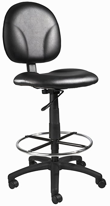 Boss Office Products B1690-CS Stand Up Caressoft Drafting Stool without Arms in Black