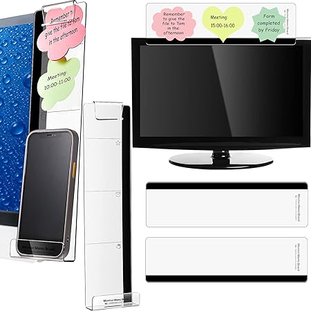 4 Pieces Monitor Message Memo Board Transparent Message Panel Monitor Sticky Note Memo Board Phone Holder for Screen Computer Laptop Cabinets Office, Left and Right