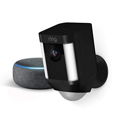 Ring Spotlight Cam Battery (Black) with Echo Dot (Charcoal)