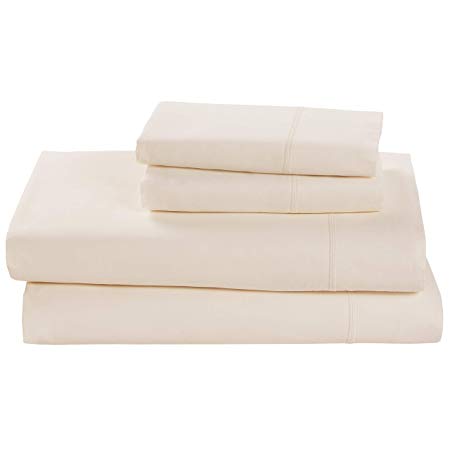 Rivet Soft 100% Percale Cotton Sheet Set, Easy Care, Queen, Egret White (Renewed)