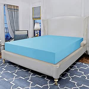 Elegant Comfort Luxurious Wrinkle Resistant 1500 Thread Count Egyptian Quality 1-Piece Fitted Sheet All around Elastic -Deep Pocket- Ultra Soft Bottom Fitted Sheet, Full, Aqua Blue