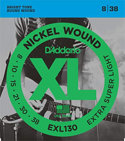 D'Addario EXL130 Nickel Wound Electric Guitar Strings, Extra-Super Light, 8-38