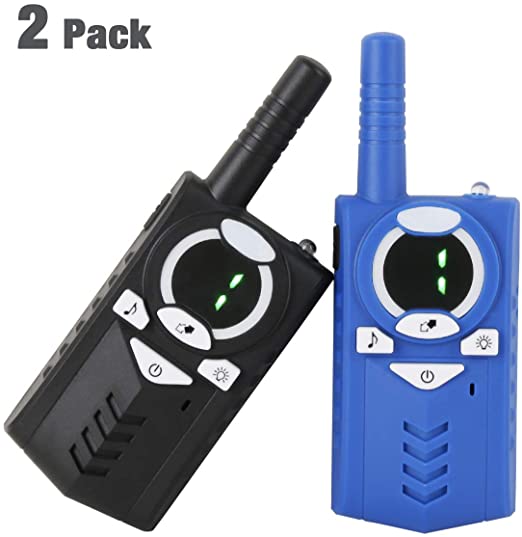 Robotime 2 Pack Walkie Talkies for Kids Age 3-12 - 4 Miles Long Distance Range for Outside, 3 Channels Two Way Radio with LCD Flashlight for Adventures Camping Hiking Biking