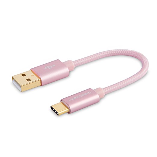 USB Type C Cable, CableCreation Short 0.5ft Braided Type C (USB-C) to USB A Cable for Nexus 5X/6P, OnePlus 2, the New Macbook 12 inches & More,15CM Rose Gold [56K Ohm Resistance]