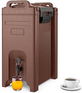 COSTWAY Insulated Beverage Dispenser, 5 Gallon Ice and Hot Drink Server with Handles for Catering, Food-grade LLDPE Material, Keep Hot Chocolate Tea Warm, Hot beverage Dispenser for Party, Coffee