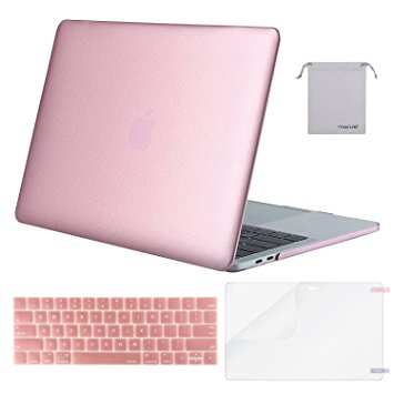 Mosiso MacBook Pro 13 Case 2017 & 2016 Release A1706/A1708, Plastic Hard Case Shell with Keyboard Cover with Screen Protector with Storage Bag for Newest MacBook Pro 13 Inch, Rose Gold