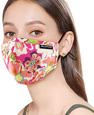 Sunsturm Dust Mask Reusable Cotton Face Mouth Mask with Activated Carbon Filter for Gardening Woodworking Mowing Outdoor Washable Mouth Mask (Color 7)
