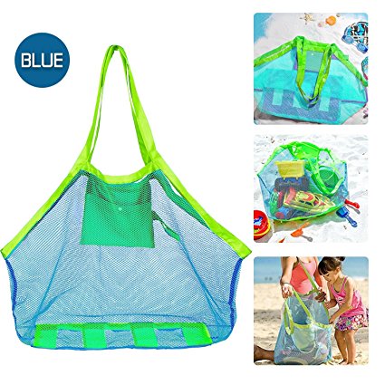 Beach Mesh Tote Bag, Beach Necessaries Children Toys Stay Away from Sand for the Beach Pool Boat, Perfect for Holding Toys Balls, Blue