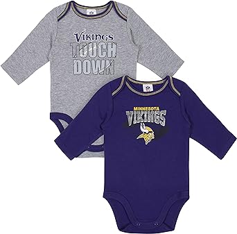 Gerber Unisex Baby NFL Team 2 Pack Long Sleeve Onesie Bodysuit