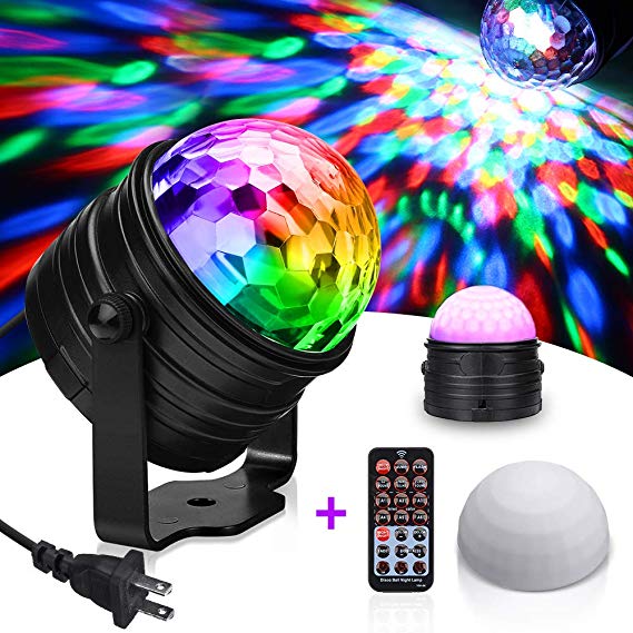 Disco Ball Light,SOLMORE LED Disco Ball Night Lamp Party Lights Disco Lights 3W RGB DJ Light Strobe Light Sound Activated Party Stage Light with Remote for Kids Bedroom Night Light Birthday Dance