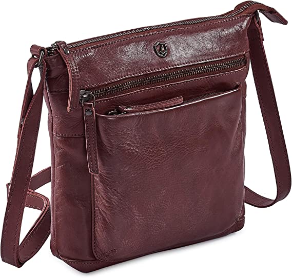 Cochoa women Real Leather Small Triple Zip Crossbody Bags Purse Travel Bag