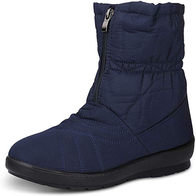 labato Women's Waterproof Wide Calf Winter Warm Ankle Snow Boots with Zipper