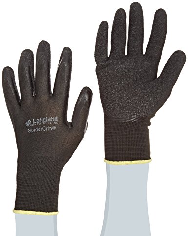 Lakeland 7-2506 SpriderGrip Lightweight Polyester Latex Dipped Glove, Work, Small, Black (12 Pair)