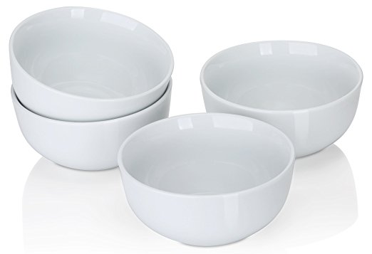YHY 20oz Porcelain Pasta Bows/Soup Bowl Set , 5.4-inch, White, Set of 4