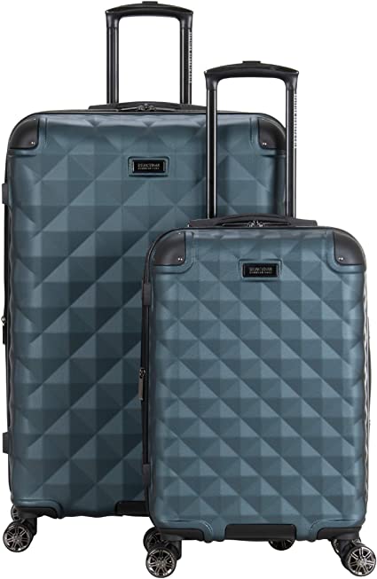 Kenneth Cole Reaction Diamond Tower Luggage Collection Lightweight Hardside Expandable 8-Wheel Spinner Travel Suitcase, Emerald, 2-Piece Set (20" & 28")