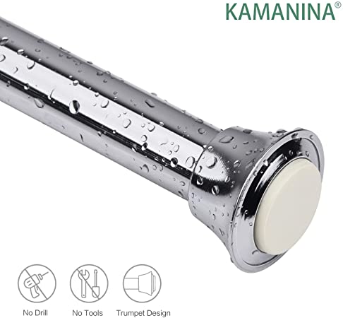KAMANINA 1 Inch Shower Curtain Rod, 36 to 54 Inches, Chrome, Trumpet End, Twist Lock Design