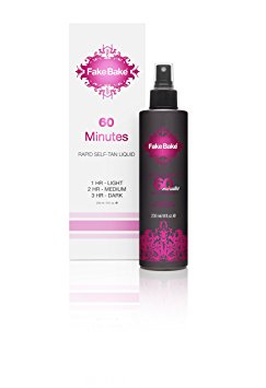 Self Tanning Fast Acting Liquid Solution 60 Minutes by Fake Bake | 1 Hour For a Golden Tan, 2 Hours For a Bronze Tan, 3 Hours for a Darker Tan | 8 fl oz