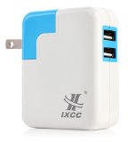 iXCC Dual USB 48 Amp 24 Watt SMART High Capacity High Power AC Travel Wall Charger - ChargeWise tm Technology High Speed Charging for Apple iPhone 6 6 plus 5s 5c 5 iPad Air 2 iPad Air iPad mini 3 iPad mini 2 iPad mini Samsung Galaxy S6  S6 Edge  S5  S4 Note Edge  Note 4 Note 3 Note 2 the new HTC One M8 M9 Google Nexus and More WhiteBlue