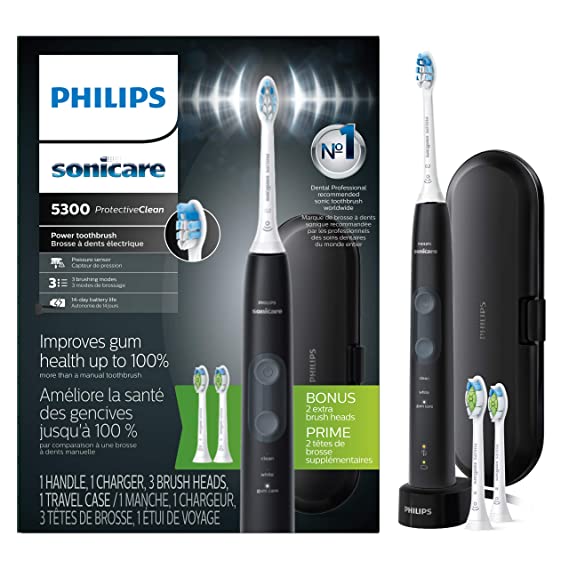 Phlips Sonicare HX6423/34 Philips sonicare protectiveclean 5300 rechargeable electric toothbrush, black hx6423/34, Black
