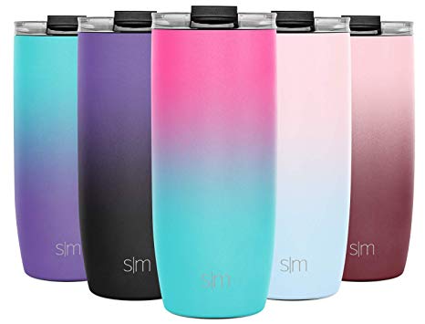 Simple Modern 20oz Voyager Travel Mug Tumbler w/Clear Flip Lid & Straw - Coffee Cup Vacuum Insulated Flask 18/8 Stainless Steel Hydro Water Bottle Ombre: Sorbet