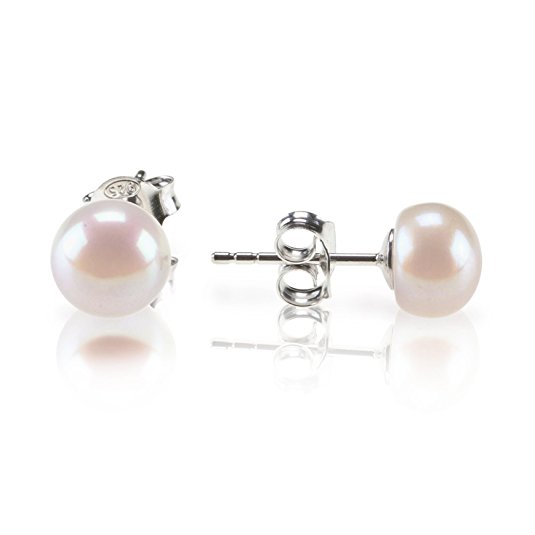 PAVOI Sterling Silver AAA  Quality Handpicked Freshwater Cultured Stud Pearl Earrings