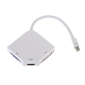 Patecreg 3 in 1 Cobra Mini DisplayPort DP to DVI VGA HDMI Adapter Cable for Mac Book iMac Mac book Mac Air Surface pro 1 2 3 ThinkPad X1 - White