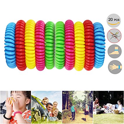 20 PACK Mosquito Repellent Wristband, EZYKOO Deet Free Natural Insect Repellent, Mosquito & Bug & Insect Protection up to 250HRS,Length Adjustable Suitable for Babies,Kids,Elder,Women,Men,All Families