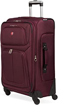 SwissGear Sion Softside Expandable Luggage, Merlot, Checked-Medium 25-Inch