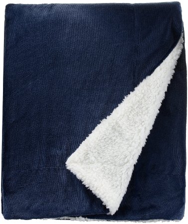 Northpoint Cashmere Velvet Reverse to Cloud Sherpa Throw Navy