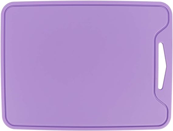 11.8 x 8.7 in Cutting Boards for Kitchen Food Grade Silicone with Easy Grip Handles Juice Grooves for Meat, Veggies, Fruits(Purple)