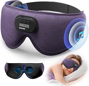 Sleep Headphones 2024 New Ultra Soft Sleep Mask with 5.2 Bluetooth HD Headphones, RENPHO 3D Blackout Wireless Headband, Eye Mask for Sleeping, Earbuds Earphones for Side Sleeper, Men Women Travel