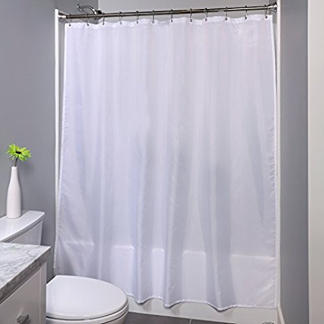 70" x 72" Mildew Resistant Fabric Shower Curtain Liner with Microban - White