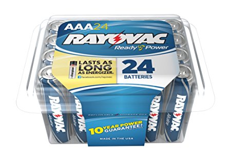 Rayovac Alkaline AAA Batteries, 824-24PPTF, 24-Pack with Recloseable Lid