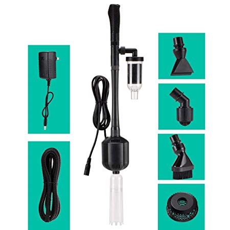 Hygger 12V DC 5-in-1 Aquarium Gravel Vacuum Cleaner Water Changer Kit Electric Fish Tank Cleaning Tools Siphon Pump Sand Washing