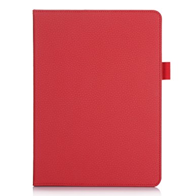 [Luxurious Protection] iPad Air 2 Case, FYY Premium Leather Case Smart Auto Wake/Sleep Cover with Velcro Hand Strap, Card Slots, Pocket for iPad Air 2 Red