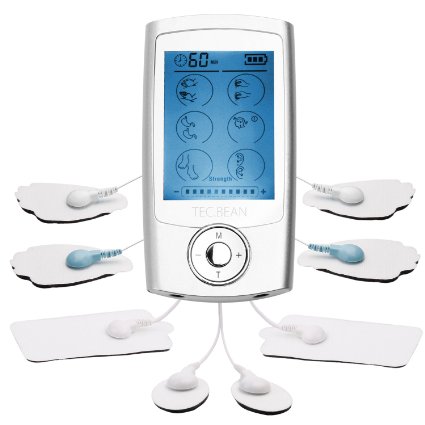 Rechargeable Tens EMS Unit for Pain Management and Rehabilitation with 16 Modes and 8 Pads Pulse Impulse Massager Great for Treating Back Neck Stress Sciatic Pain and Muscle Relief