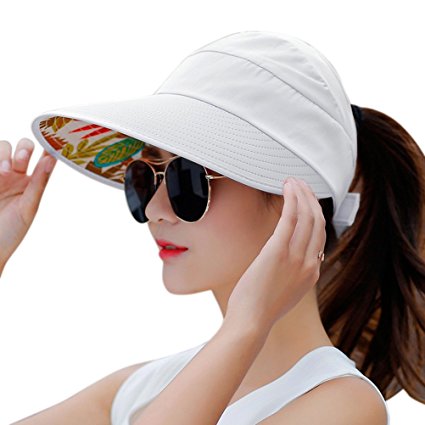 HindaWi Sun Hats for Women Wide Brim UV Protection Sun Hat Summer Beach Packable Visor