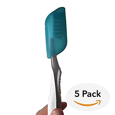 Pack of 5 - Silicone Toothbrush Covers Great for Home, Outdoor, and Travel - Hygienic and Anti-bacterial - Keep Harmful Germs Off of Your Toothbrush