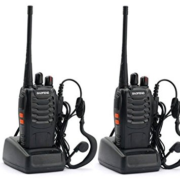 2Pcs Rechargeable Walkie Talkies Two Way Radio UHF 400-470MHz 16CH With Earpieces Walkie-talkie Transceiver