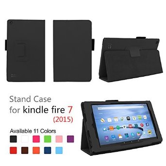 For Fire 7 2015 - Folio Case with Stand for Kindle Fire 7 (5th Generation, Sept 2015 Model) - Black