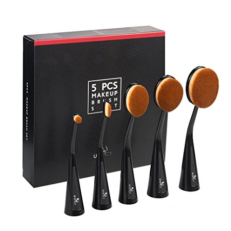 Oval Makeup Brush Set, USpicy Standable Professional Makeup Brushes 5pcs (Refined Gift Box, Cruelty Free, Soft Synthetic Fiber)